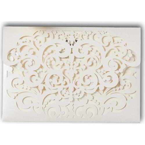 50Pcs White Heart Laser Cut Wedding Invitations Card, for Paraboda Graduation Rehearsal Dinner Birthday Greeting Gift Card