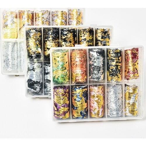50cmx4cm Black Gold Lace Silk Transfer Foil Nail Art Full Wraps Flower Glue Adhesive DIY Manicure Slider Decoration Tools 10PCS