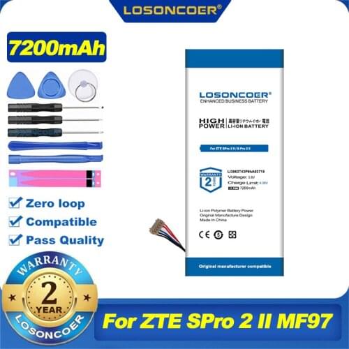 7200mAh Li3863T43P6hA03715 Battery For ZTE SPro 2 II / S Pro 2 II / MF97 MF97B MF97V MF97G Acumulator 6 Wire Projector