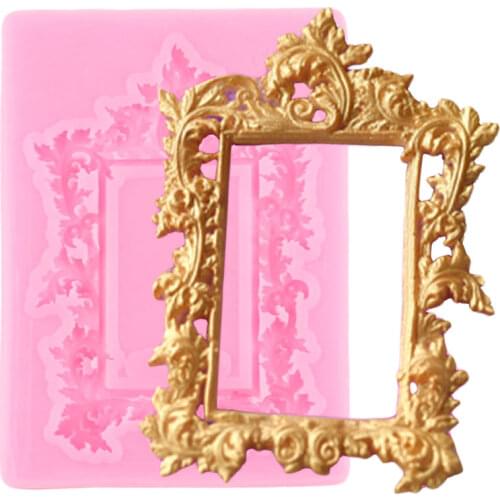 Baroque Leaf Relief Frame Border Silicone Mold DIY Wedding Chocolate Fondant Molds Cake Decorating Tools candy clay resin Moulds