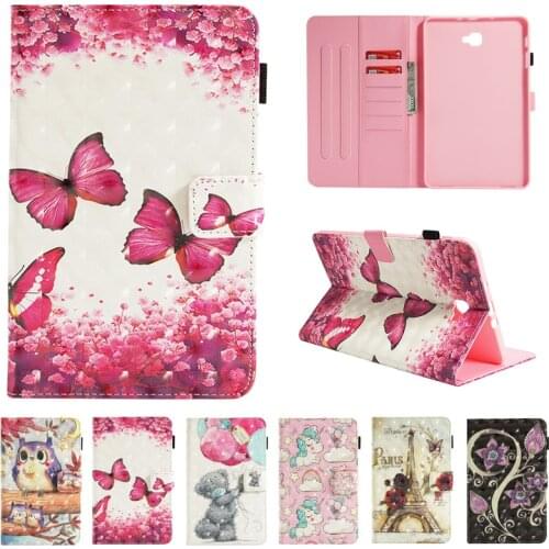 Funda Tablet Case For Samsung Galaxy Tab A 10 1 Cover 2016 T580 T585 SM-T580 Lovely Unicorn Butterfly Silicone Smart Case +Pen