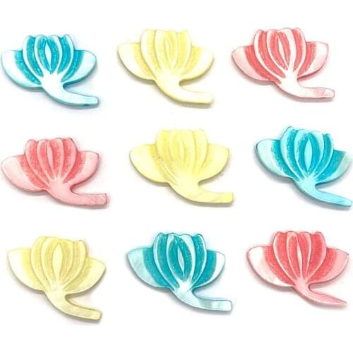 Natural Shells Dyed Pearl Shells Carved Colored Lotus High-end Fashion Exquisite Jewelry Pendants Earrings Necklaces Bracelets