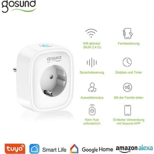 Gosund EU 16A WiFi Smart Socket Smart Voice Timer Power Monitor Plug Tuya/ Smart Life Remote Control Work With Alexa Google Home