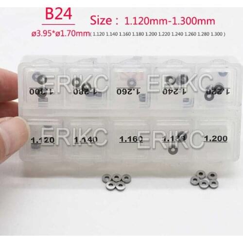 100PCS B24 Diesel Fuel Injection Calibration Shims Size 1.12-1.30mm, Common Rail Adjusting Washer Injectors Gasket Kit