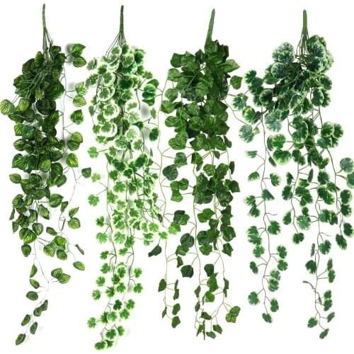 CYUAN 90/190cm Artificial Plants Lvy Leaf Garland Fake Foliage Home Garden Wall Hanging Vine Leaves Green Plant Wedding Decor