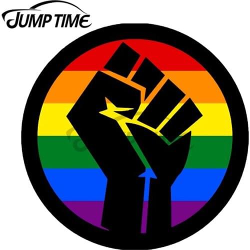JumpTime 13 x 13cm Rainbow Black Lives Matter Fist Logo Vinyl Car Stickers Graffiti Decal Car Door Protector Waterproof Anime