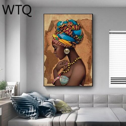 Canvas Painting Black Sexy Iovers African Women Painting Poster and Print Wall Art Room Decor Wall Decor Canvas Art Surprise Box