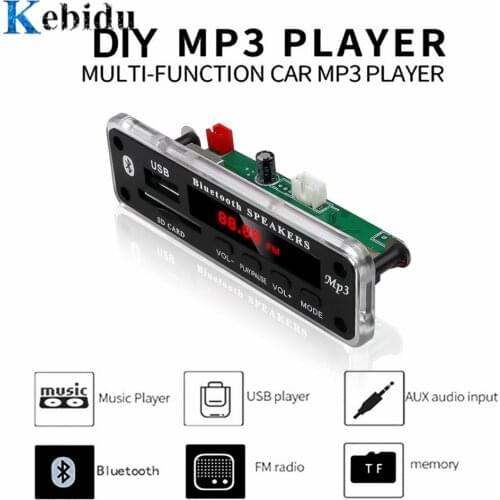 KEBIDU Wireless Bluetooth 5V 12V MP3 WMA Decoder Board Audio Module Support USB SD AUX FM Audio Radio Module For Car accessories