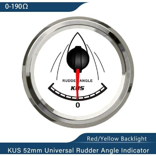 KUS Waterproof 2" Rudder Angle Indicator Gauge 12/24V for Marine Boat with Red/Yellow available Backlight without Rudder Sensor
