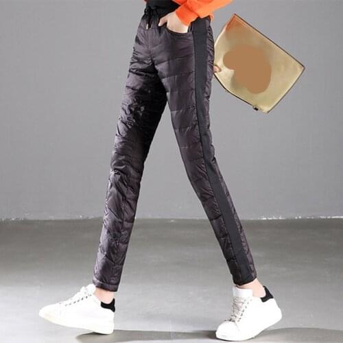 Thicken down Cotton Winter Warm Pants Women Elastic Waist Ladies Skinny Trousers Womens Casual Leggings Outwear Female Pants