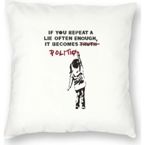 Fashion Banksy Repeat A Lie Throw Pillow Cover Decoration Custom Square Graffiti Street Art Cushion Cover Pillowcover For Sofa