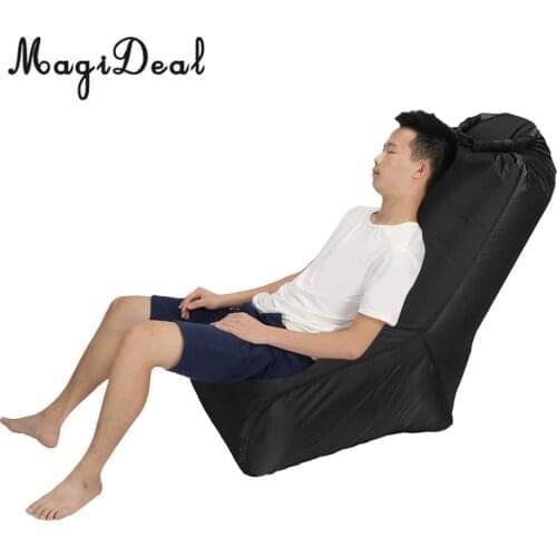 MagiDeal Inflating Beach Camping Lounger Back Pillow Chair Air Bed Lazy Sofa Black