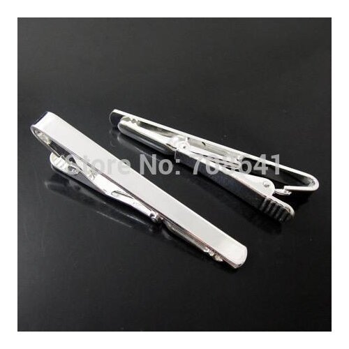 New Silver Plated Brass Slide Blank Bezel caps Cabochon Mens Tie Clip Bar Clasps Settings DIY Cuff and Collar Making Wholesale