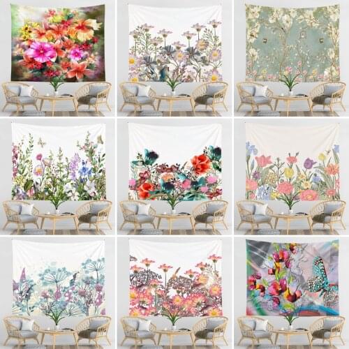 New Hipster Floral Print Tapestry Wall Hanging Fabric Modern Decorative Tapestry for Dorm Livingroom Study Room Yoga Beach Mat