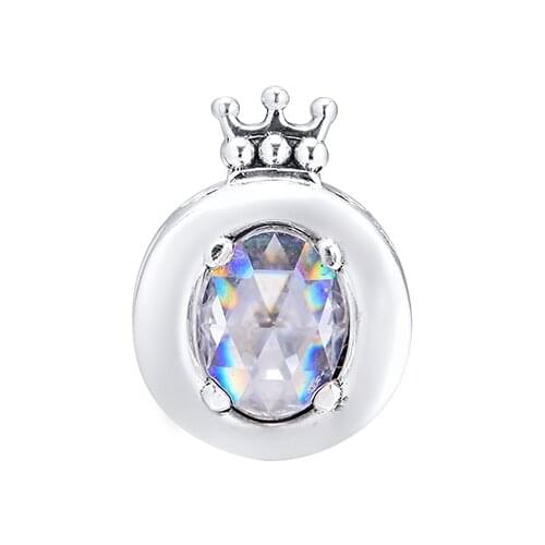 Authentic 925 Silver Jewelry Clear Sparkling Crown O Charm Fits European Charms Bracelets Woman DIY Beads For Jewelry Making