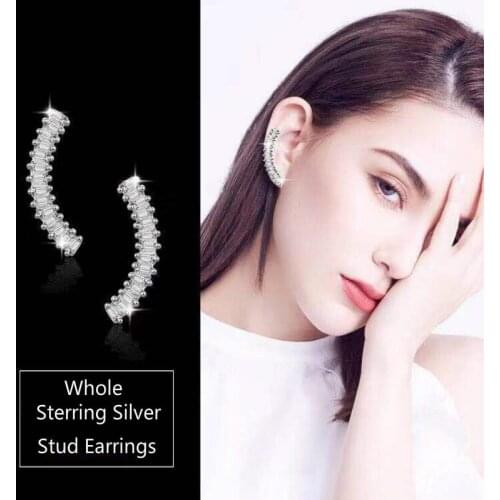 Whole Exquisite 925 Sterling Silver Shining Stud Earrings Colorful Shine Zircon Eardrop Not Easy Fade Chain More Zirconia Beans