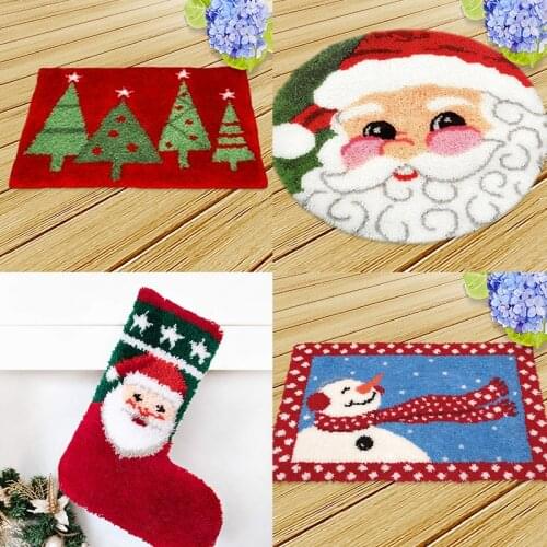 Carpet Segment Embroidery Material Package Christmas Stocking Latch-Hook-Kit DIY Handmade Embroidered Accessory latch hook kleed