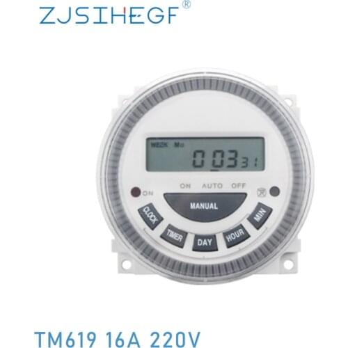TM619 Watering Timer 220v Programmable Timer 16A 3600W Voltage Output with Replace Battery and Waterproof Cover Container Timer