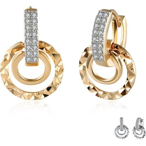 ZEMIOR Luxurious Round Drop Earrings For Women Full White Clean Cubic Zirconia Earring Wedding Female On Sale Fashion Jewelry