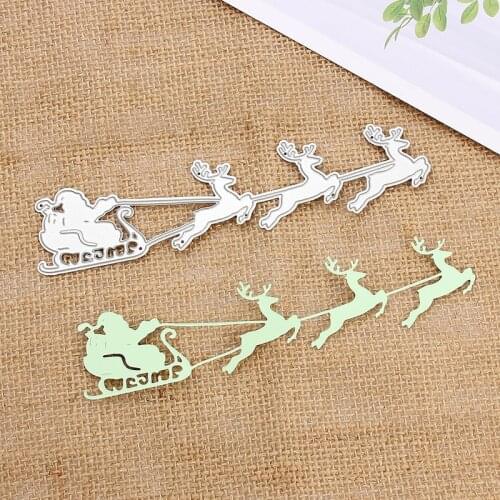 Christmas Santa Reindeer Sled Sleigh Metal Cutting Die Set Punch Cutter Knife For Clear Stamp Scrapbooking Card Make DIY