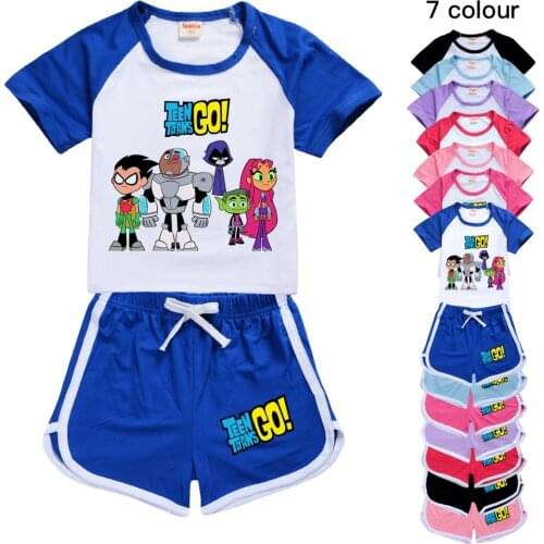 Baby Clothing Teening Titans GO Tops Shorts 2pcs Set Kids Sport Suits Boys Tracksuits Toddler Outfit Girls Outwear Costumes Kids
