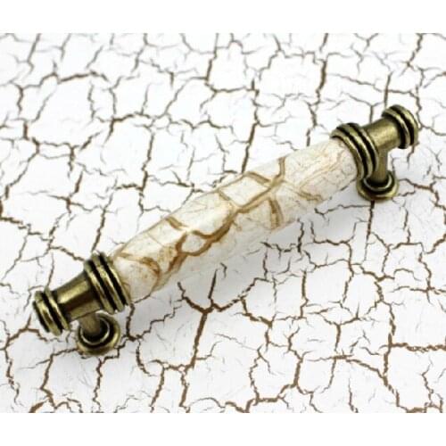 UNILOCKS Wholesale Cracks Ceramic Zinc Alloy Kitchen Cabinet Furniture Handle (C.C.:96mm,Length:120mm)