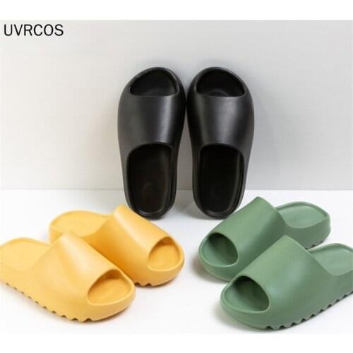 New Indoor Comfortable Soft Slippers Men Women Non-slip Bathroom Home Shoes Flat EVA Thick Sole Slides Womens Sandals