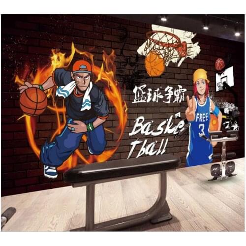 WDBH custom photo 3d wallpaper Cartoon basketball brick wall living room home decor 3d wall murals wallpaper for wall 3 d