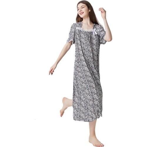 New nightdress for women Cotton silk short sleeves Long dress