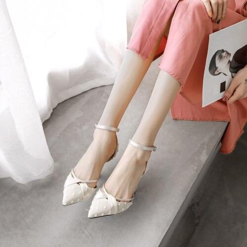 New Arrival High Heel Sandal for Women High-heeled Riband PU Rubber Slides Hoof High Heel Sandal for Women High-heeled PU Slides