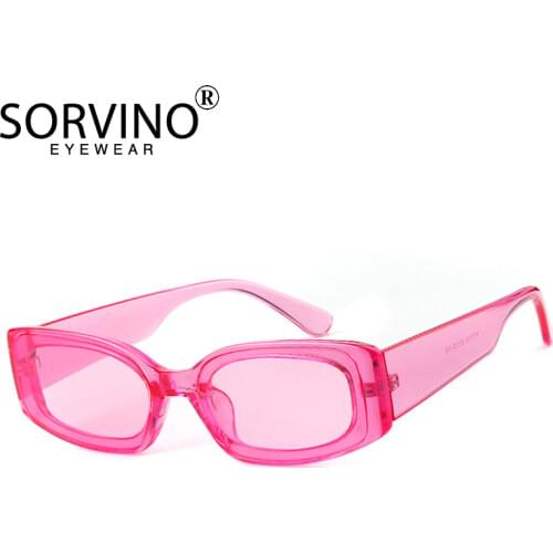 SORVINO Vintage Small Pink Rectangle Sunglasses Women Brand Designer 90s Narrow Tiny Rectangular Lady Sun Glasses Shades SP78