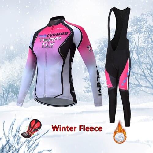 Winter Thermal Fleece Women Cycling Jersey Set 2021 Road Bike Jersey Sets MTB Dress Blouses Female Bicycle Clothes Uniform Kit
