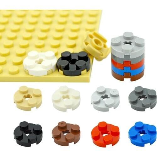 Building Blocks 100PCS MOC Parts DIY 2x2 Round plate with cross shaft hole Educational Technical Bricks Compatible with 4032 Toy