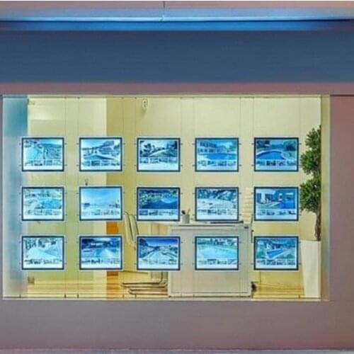 15PCSXA4 Real Estate Agency LED Window Display Single Sided Property Acrylic Poster Frame Light Box