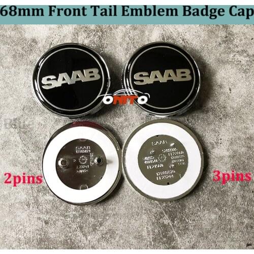 3D metal Black Carbon Blue Car Front Trunk Boot 68MM 1pcs Car emblem Logo Badge For saab 9-3 9-5 93 95 BJ Auto Caps