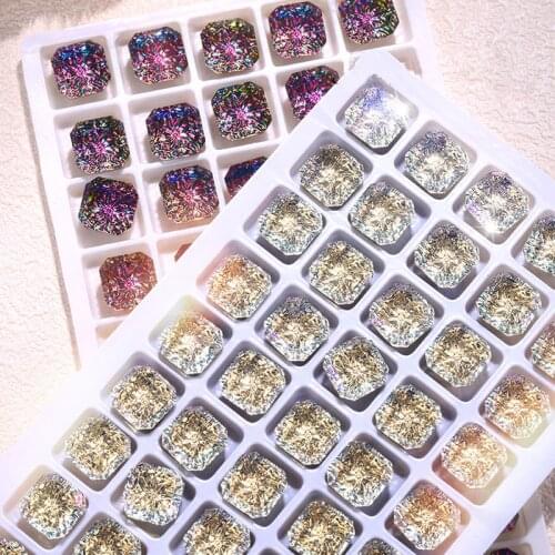 Glitter nail glass crystal Relief Fancy Stone glass rhinestones point Back stones strass crystal elements delicate Square gems