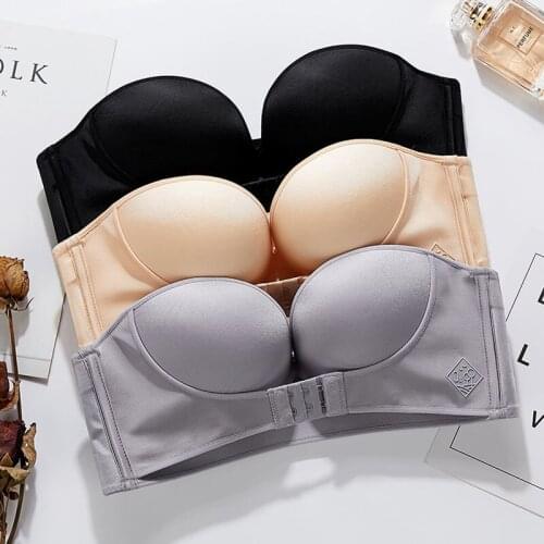 Sexy Push Up Bra Women Without Straps 1/2 Cup Seamless Brassiere Invisible Pitted Bras Lingerie Female Front Closure Underwear