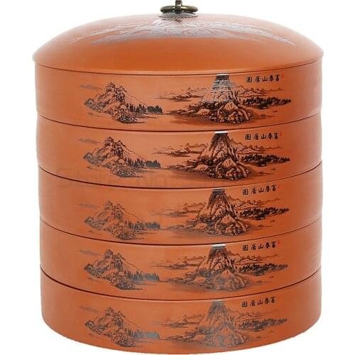 Purple sand tea pot ceramic Pu'er tea cake pot can be laminated large seven cake white tea cake tea box tea packing box