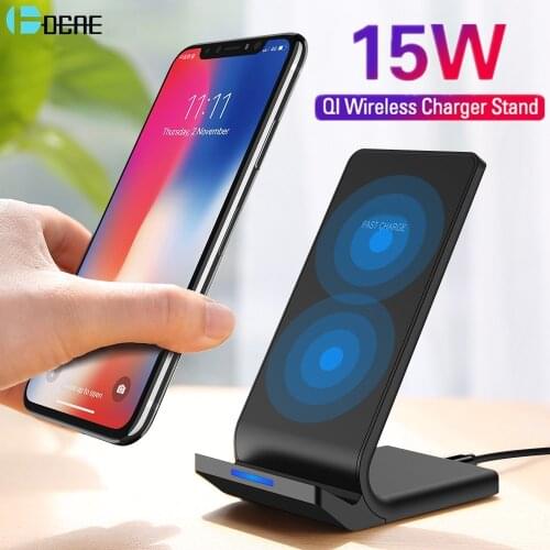 DCAE 10W 15W Qi Quick Charging Wireless Fast Charger Type C USB QC 3.0 Charge Stand For iPhone 11 Pro XS XR X 8 Samsung S10 S9