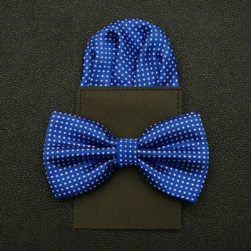Dot Bow Tie Set Fashion Ties for Men Mariage Paper Pocket square party Butterfly Business Bowtie Wedding Pretied Handkerchief