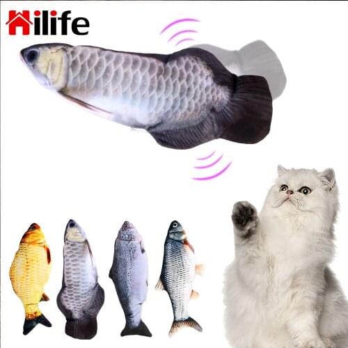HILIFE Pet Cat Toy USB Charging Fish Toy Electric Dancing Moving Floppy Fish Cat Interactive Doll Simulation Chewing Playing Toy