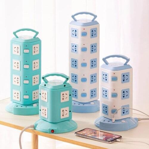 Intelligent Vertical Socket Panel Multi Hole Multifunctional Household Row Patch Panel With USB Charging Tower