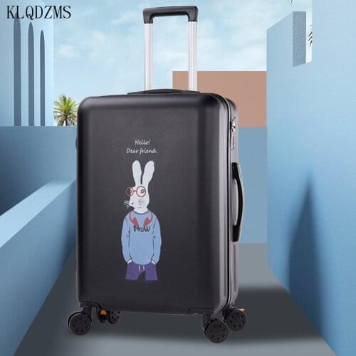 KLQDZMS 20’’22’’24’’26Inch Cartoon Suitcase On Wheels Cute ABS Cabin Rolling Luggage LightweightTrolley Box Bag