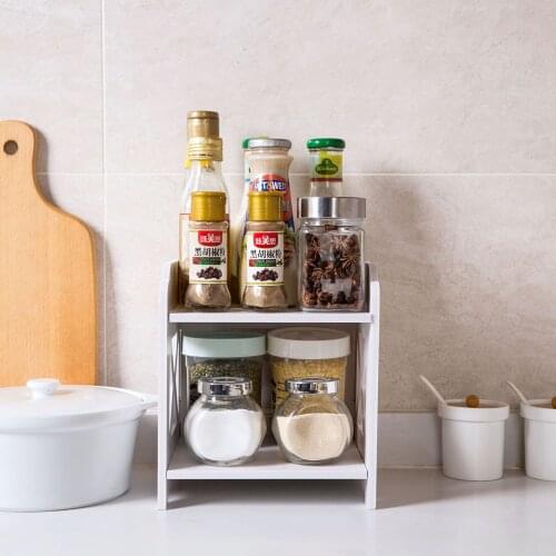 Kitchen Spice Rack Organizer PVC Waterproof Desktop Shelf Bathroom Storage Rack Shelves Makeup Organizer Table Sundries Holder