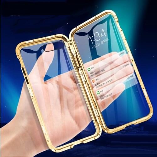 360 Magnetic Metal Phone Case For iphone 7 8 6 Plus Double Side Glass For iphone 7plus 8plus 6 6S plus 9H tempered glass Cover