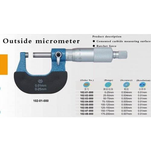 Outside micrometer high quality 0-25mm 25-50mm 50-75mm 0.01mm Carbide Tipped Metric Gauge Screw Thread Caliper