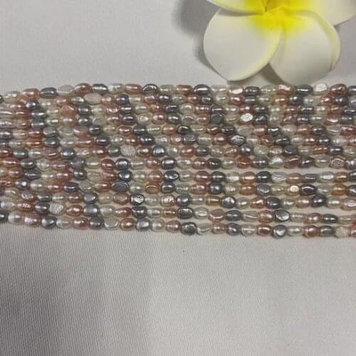 Cheap 5-6mm small loose pearl beads pink white gray baroque cultured fresh water pearls for jewellery making