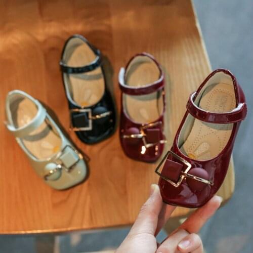 2020 autumn new Korean girl princess shoes for little girls, big kids square mouth single shoes soft sole baby shoes