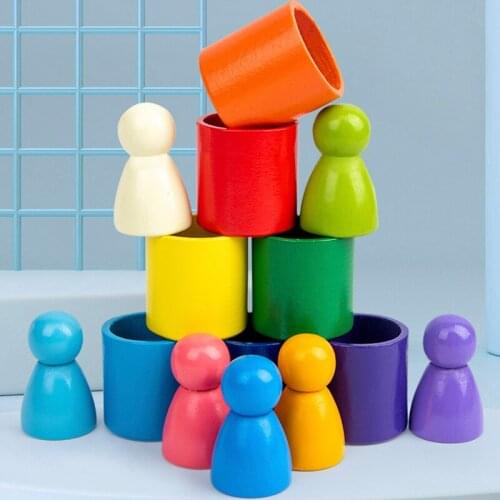 Montessori Educational Toys Wooden Rainbow Building Blocks Creative Stack Balance Game Wood Stacking Toys For Children Gifts