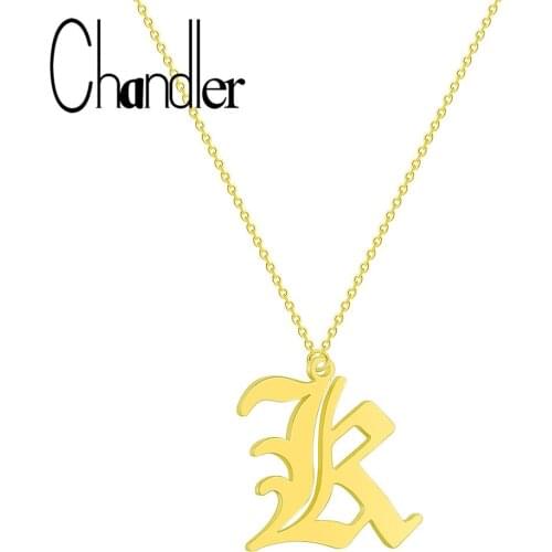 Chandler 2019 Europe US Fashion Old English Letter R Pendant Text Necklace Gift For Mom Girlfriend Party Stainless Love Jewelry